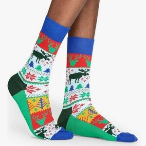 Happy Socks Fair Isle Christmas Mens Socks